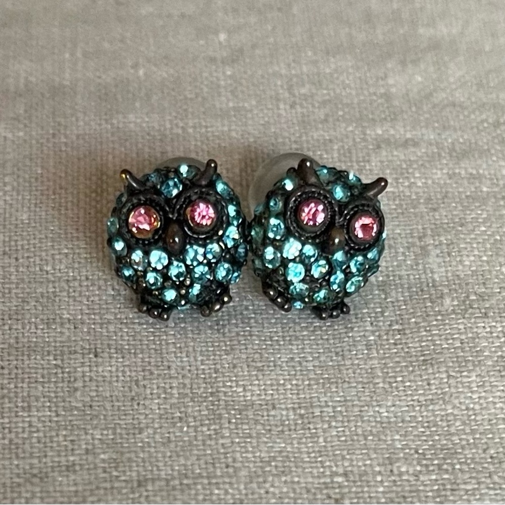 Betsey Johnson Blue and Pink Owl Earrings